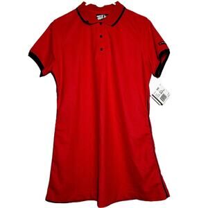 Tail Tech Golf Coolmax Pique Polo Dress Athletic Collared Red Hot Black M NWT